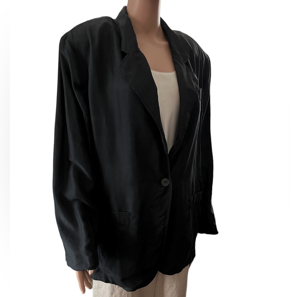 Vintage Who’s There 100% Silk Blazer, Black | L